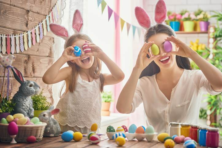 family preparing for Easter